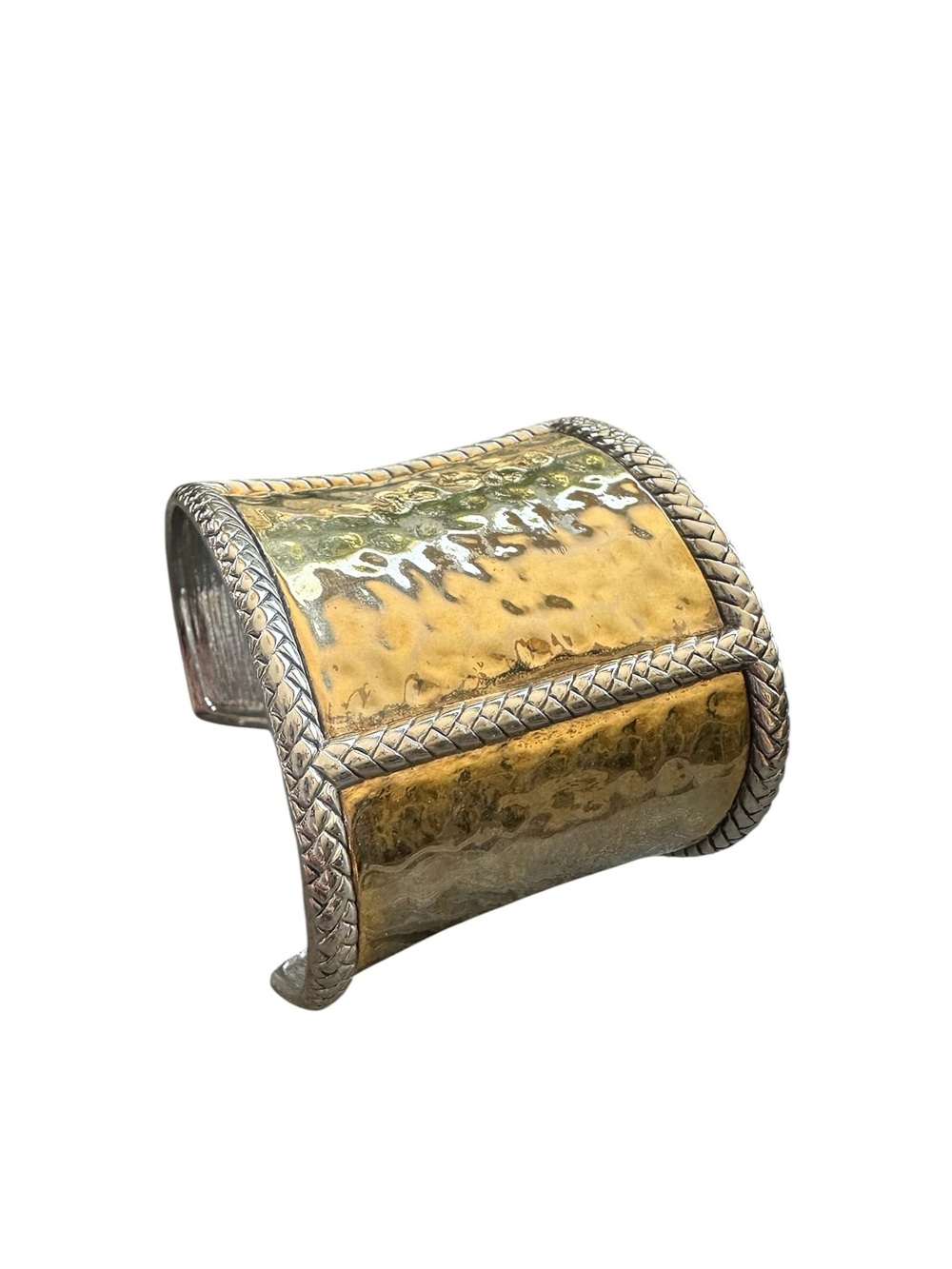 2 Toned Gold and Silver Wide Adjustable Cuff Bracelet